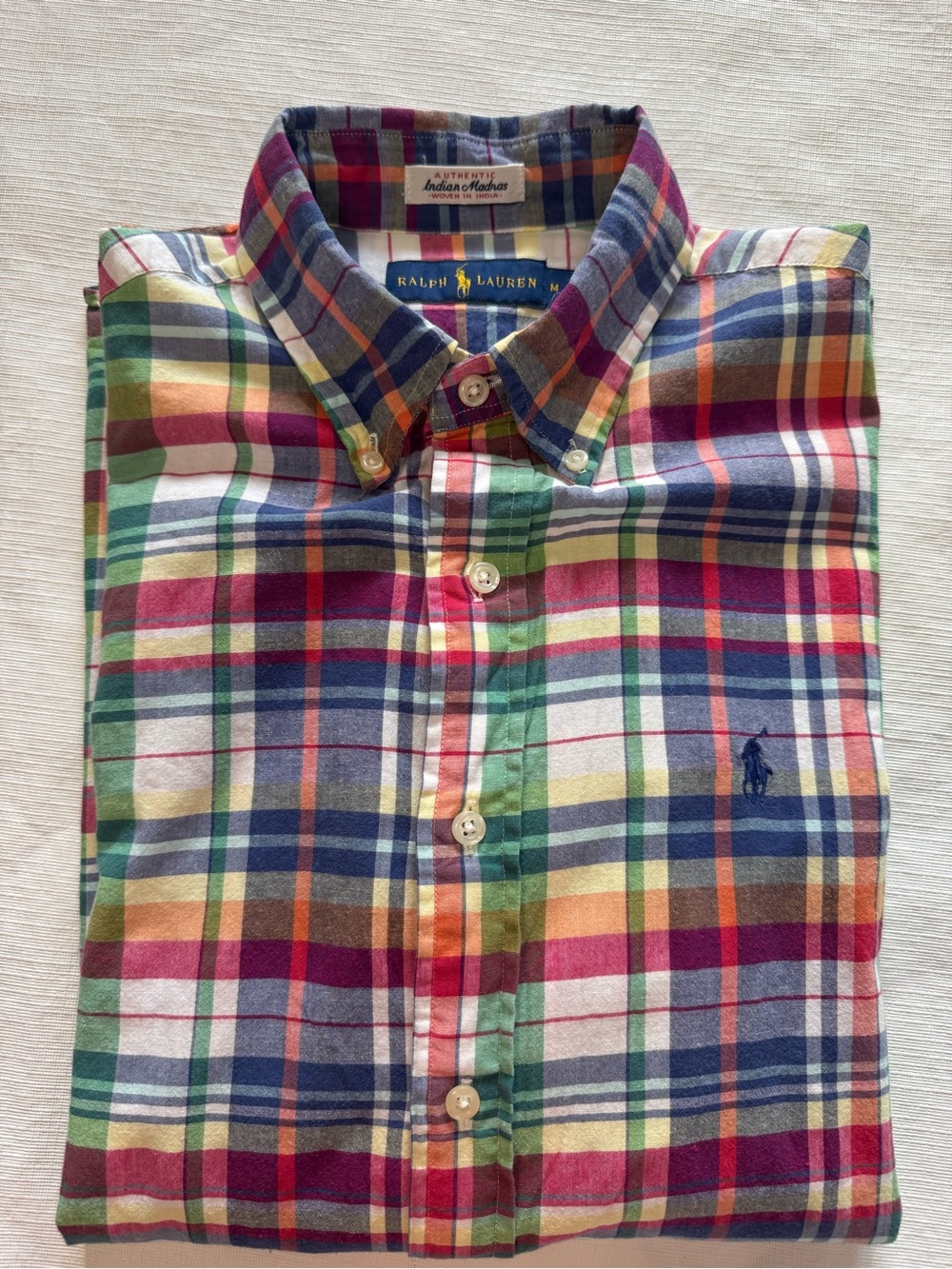 Ralph Lauren Multicolor Plaid Cotton Button-Down Shirt Medium
